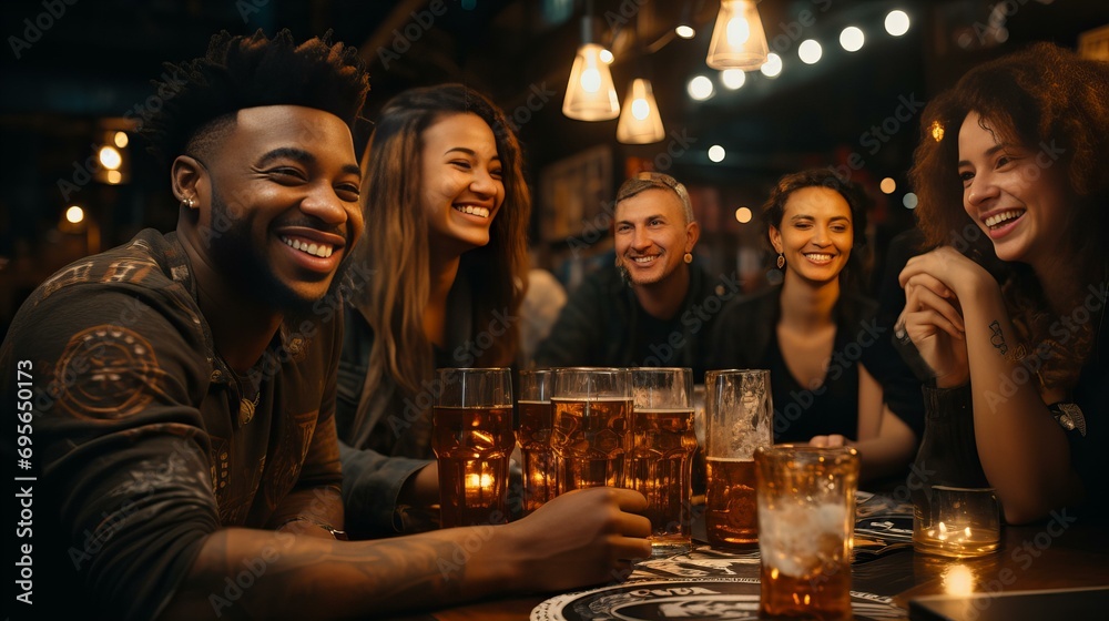 集団でのバーでの楽し飲み会 集団でのバーでの楽し飲み会