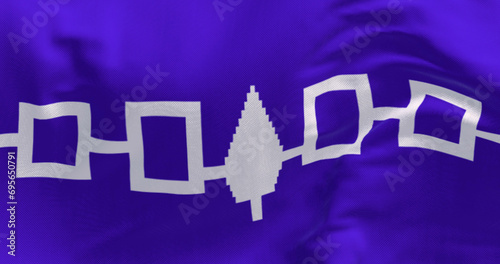 Close-up of Iroquois flag waving in the wind photo