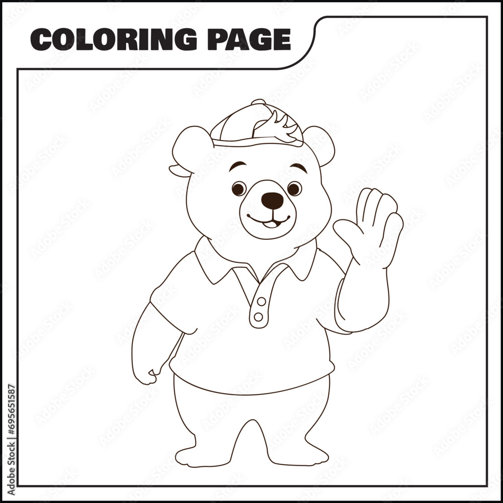 coloring page cute bear vector illustration, animal coloring page Stock ...