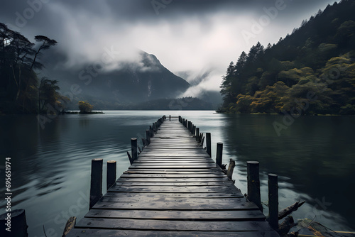 Dock at the waterfall  photo