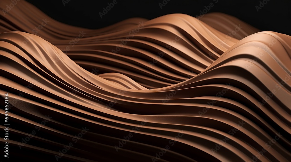 Three dimensional render of brown wavy pattern. Brown waves abstract background texture. Print, painting, design, fashion. Line concept. Design concept. Art concept. Wave concept. Colourful background Three dimensional render of brown wavy pattern. Brown waves abstract background texture. Print, painting, design, fashion. Line concept. Design concept. Art concept. Wave concept. Colourful background