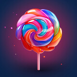 Childhood lollipop 3D illustration, delicious food candy concept illustration