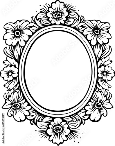 Oval frame flower ornament