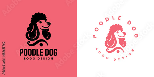 Poodle dog logo design Vector, Cute poodle dog logo templete, silhouette of the dog breed poodle logo, Cute dog logo