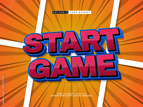 start game editable comic text effect template