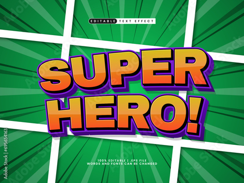 super hero editable comic text effect template