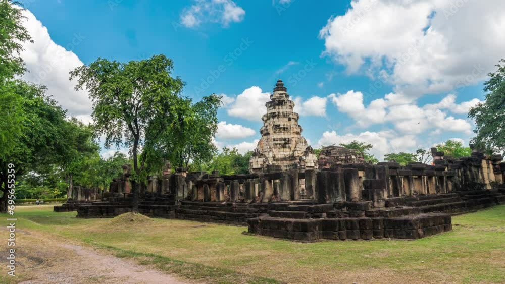Timelapse of Phanom Wan Castle was built during the ancient times at the historical park on a beautiful clear sky day. Located in Nakhon Ratchasima Province, Thailand. Timelapse of Phanom Wan Castle was built during the ancient times at the historical park on a beautiful clear sky day. Located in Nakhon Ratchasima Province, Thailand.