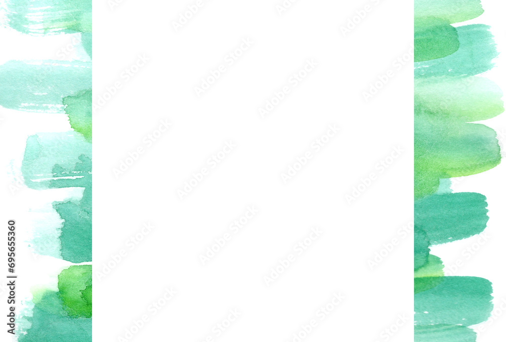 Obraz premium グリーンの水彩イラストのフレーム素材