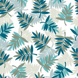 Exotic Green Palm Leaves Array Vector Pattern