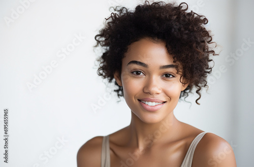 Stunning Black Model Smiling at Camera on White Background  Attractive Black Woman With a Beautiful Smile