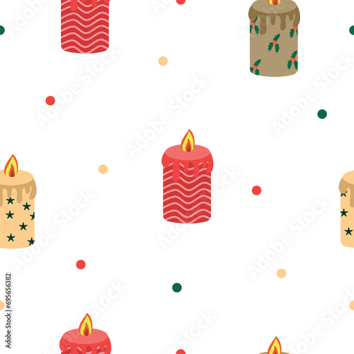 Christmas candle seamless pattern