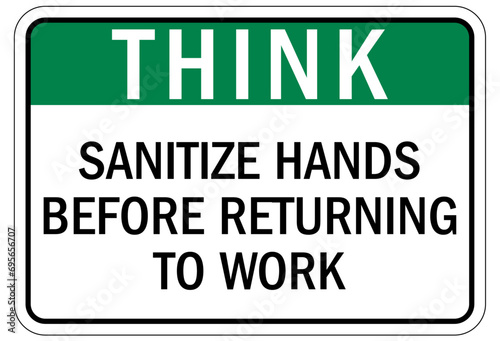 Hand sanitizing sign and labels