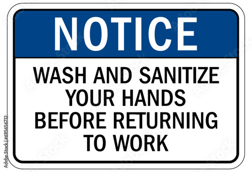 Hand sanitizing sign and labels