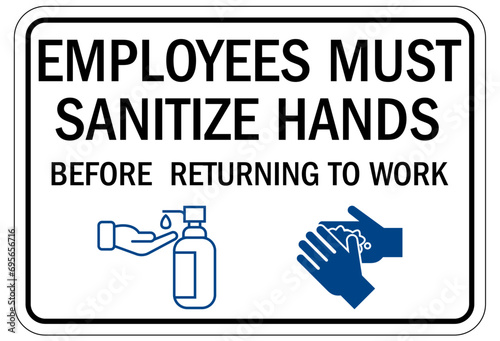 Hand sanitizing sign and labels