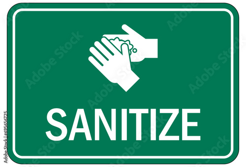 Hand sanitizing sign and labels
