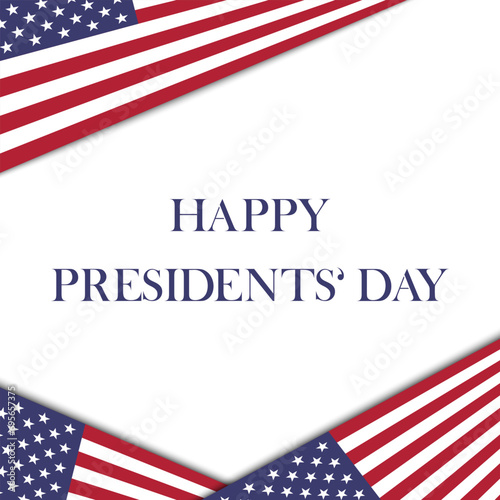 Presidents Day square poster. American flag background for social media post. USA national February holiday. Vector illustration with text