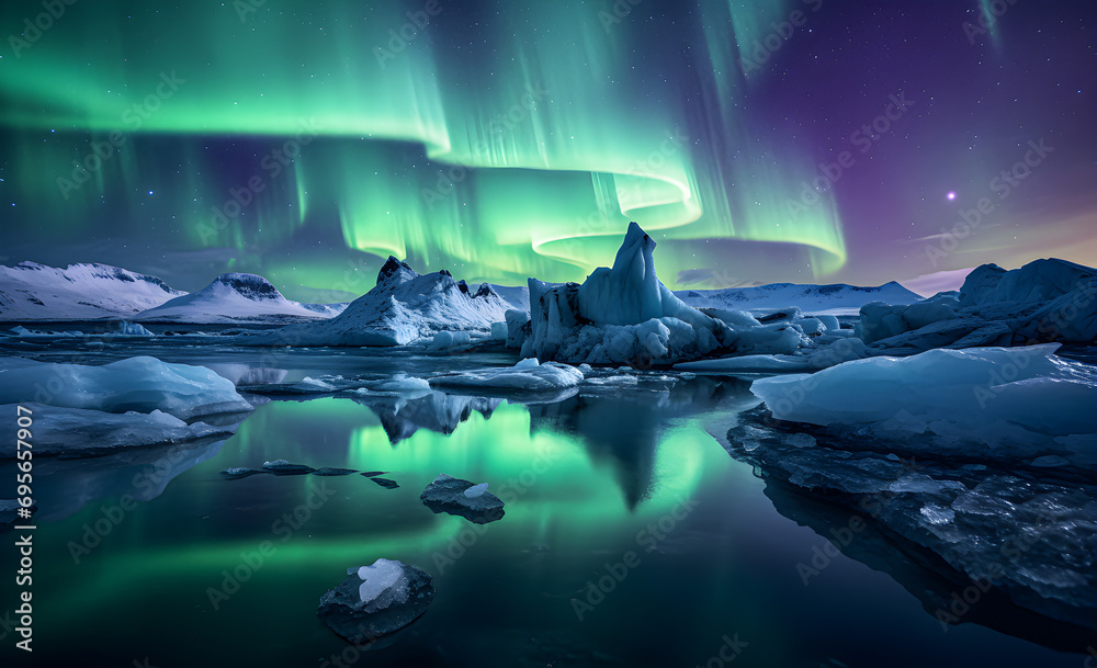 Northern Lights in the glaciers