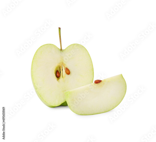 Tasty cut ripe apple isolated on white