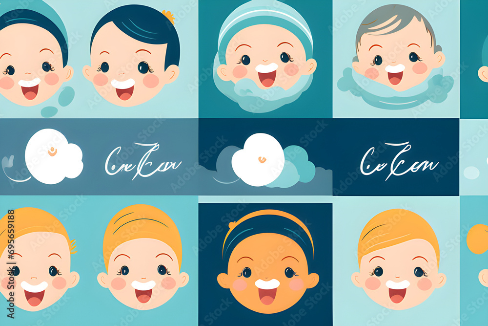 Vector Planar Linear Plot: Newborns with Different Facial Expressions generative ai Vector Planar Linear Plot: Newborns with Different Facial Expressions generative ai