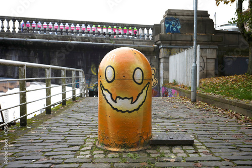 halloween themed orange coloured bollard