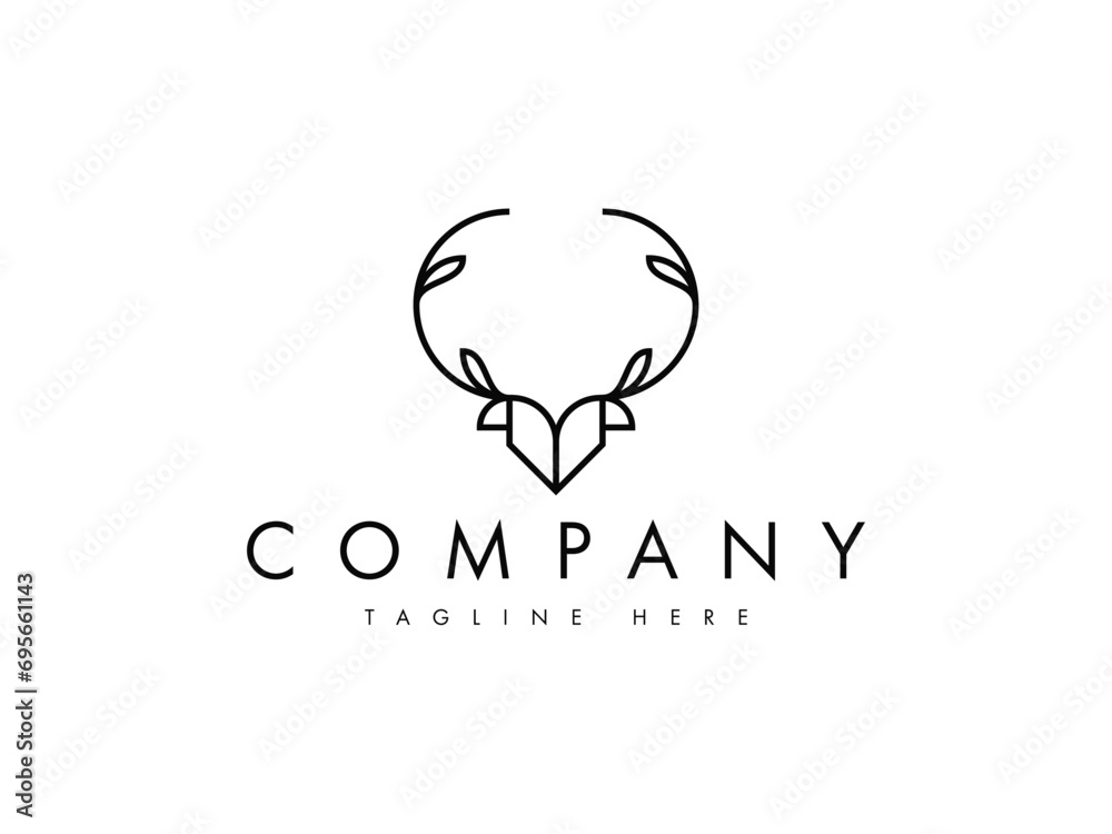 deer with nature leaves logo design deer with nature leaves logo design