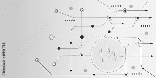 Vectors White Abstract geometric dots and lines connection circuit concept. Global communication technology background design photo