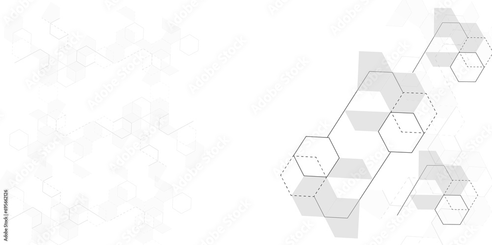 Vector white background hexagon texture abstract elements design. Medical, technology, Concept engineer.