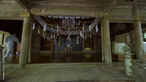 Cinematic shot of historic Amanoiwato Shrine in Miyazaki Prefecture, Japan