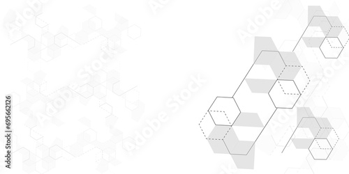 Fototapeta Naklejka Na Ścianę i Meble -  Vector white background hexagon texture abstract elements design. Medical, technology, Concept engineer.