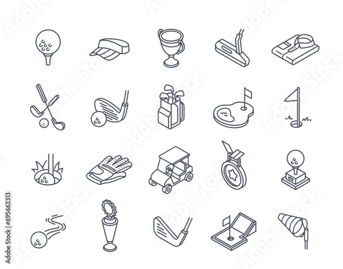 Vector Set of golf linear icons