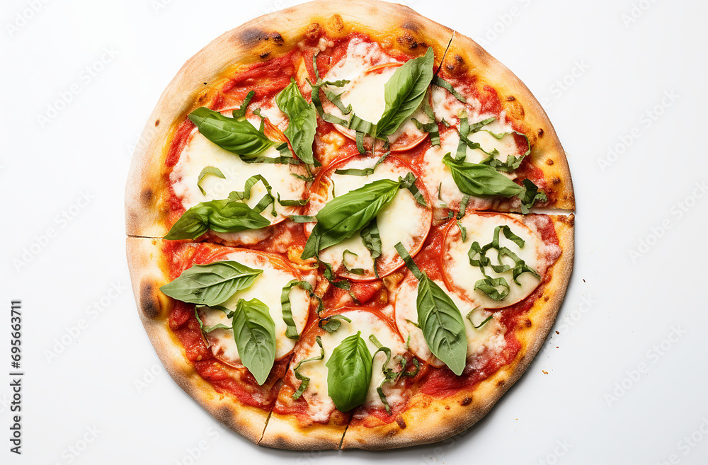 Delicious Pizza Margherita Top Down View Delicious Pizza Margherita Top Down View