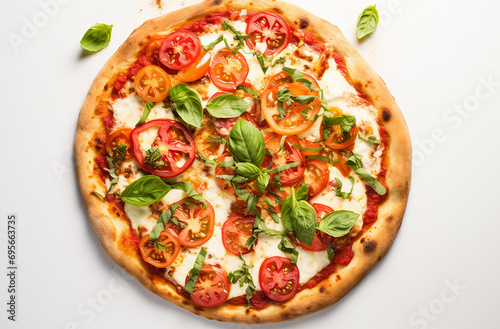 Delicious Pizza Margherita Top Down View