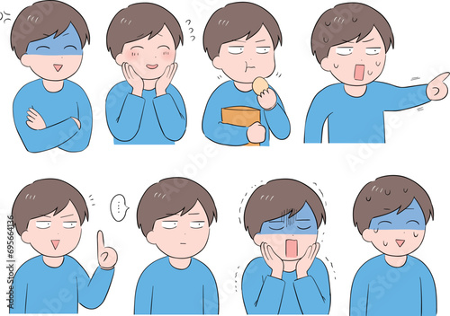 男性(右向き)のいろんな表情のセット②