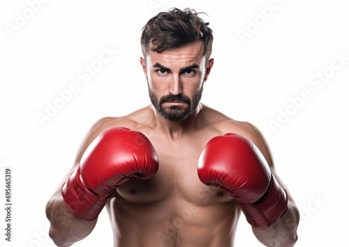 A Bearded Man Wearing Boxing Gloves © LUPACO IMAGES