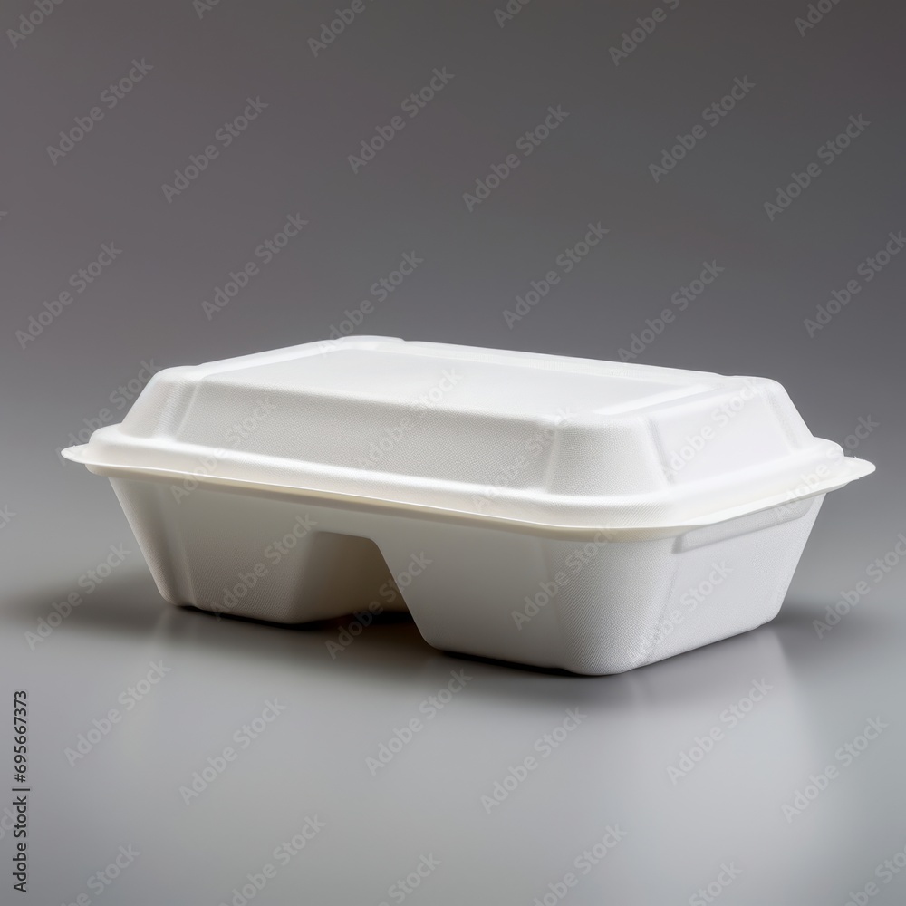 White Takeout Container on Gray Background White Takeout Container on Gray Background