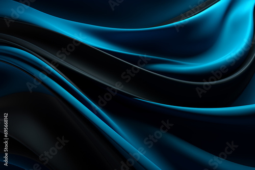 Abstract black blue waves background, gradient, wallpaper, minimal design