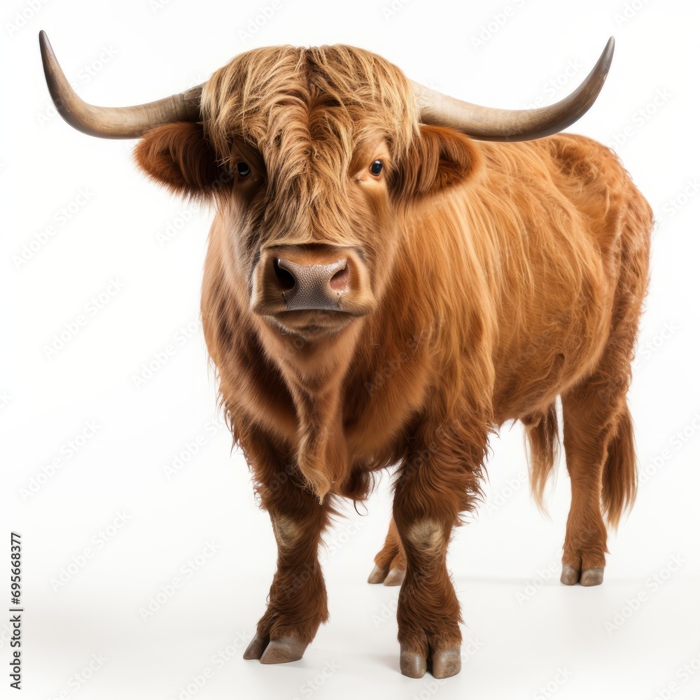 Naklejka premium Brown Bull with Long Horns