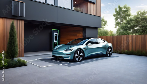 Electric car charging at home © Bhubest