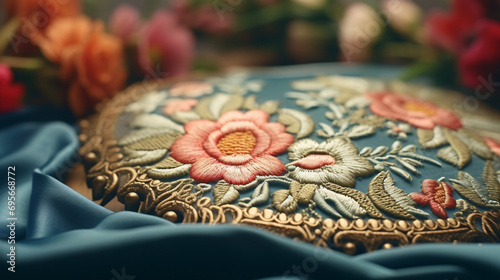 Beautiful embroidery on fabric.
