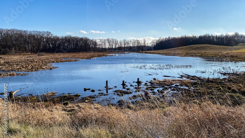 Fototapeta Naklejka Na Ścianę i Meble -  Flooded Farm Fields in November in Wisconsin