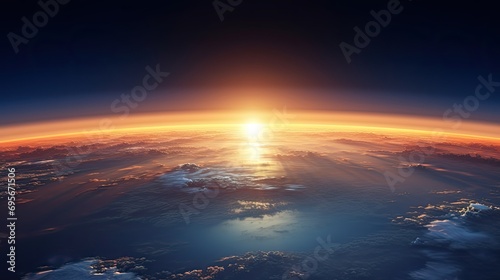Inspiring view of sunrise as seen from Earth's orbit in © paisorn