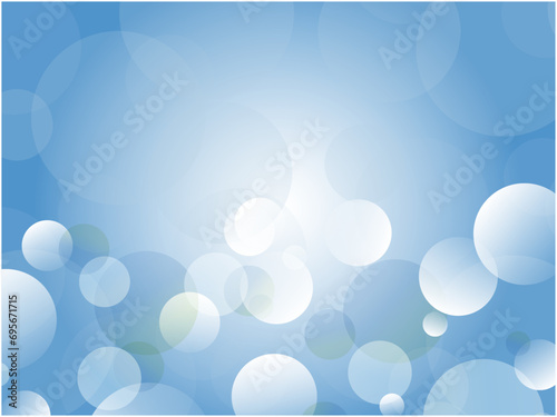 空にシャボン玉が浮かぶイメージの爽やかな水玉模様はいけ素材_青色