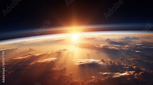 Inspiring view of sunrise as seen from Earth s orbit in