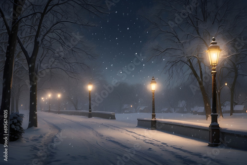 A night filled with beautiful snowfall © Ahsan
