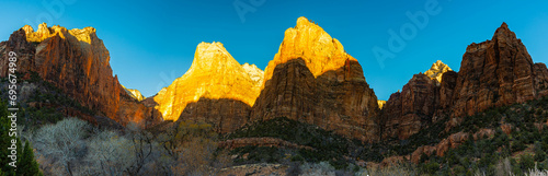 Sunrise on The Court of The Patriarchs, Zion National Park, Utah, USA photo