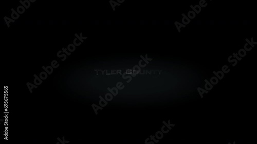 Tyler County 3D title metal text on black alpha channel background photo
