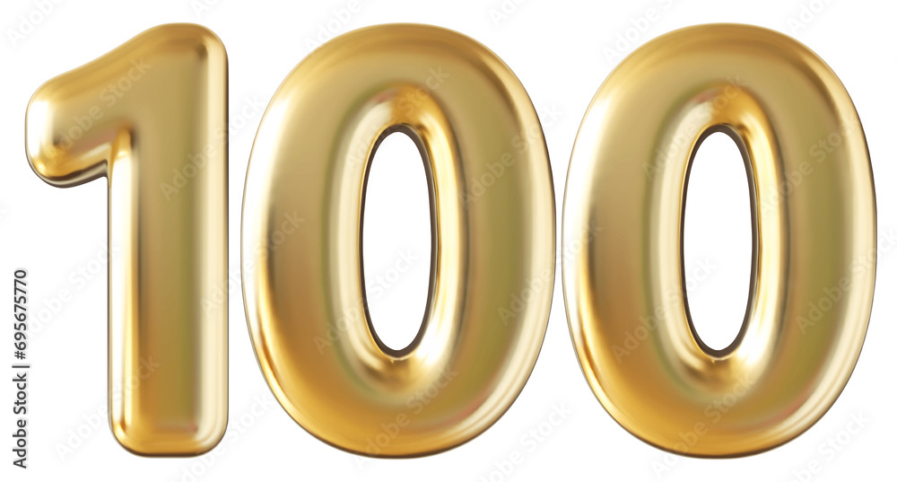 Number 100 gold 3d render Number 100 gold 3d render