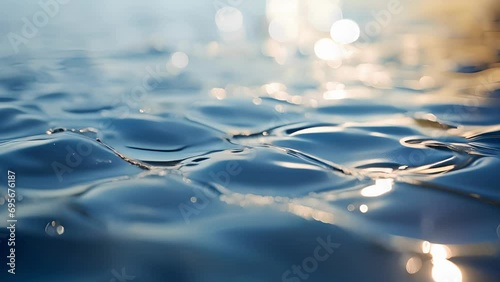 Closeup of a long, thin mesh net dd over the surface of the water, designed to skim and collect oil from the oceans surface. photo