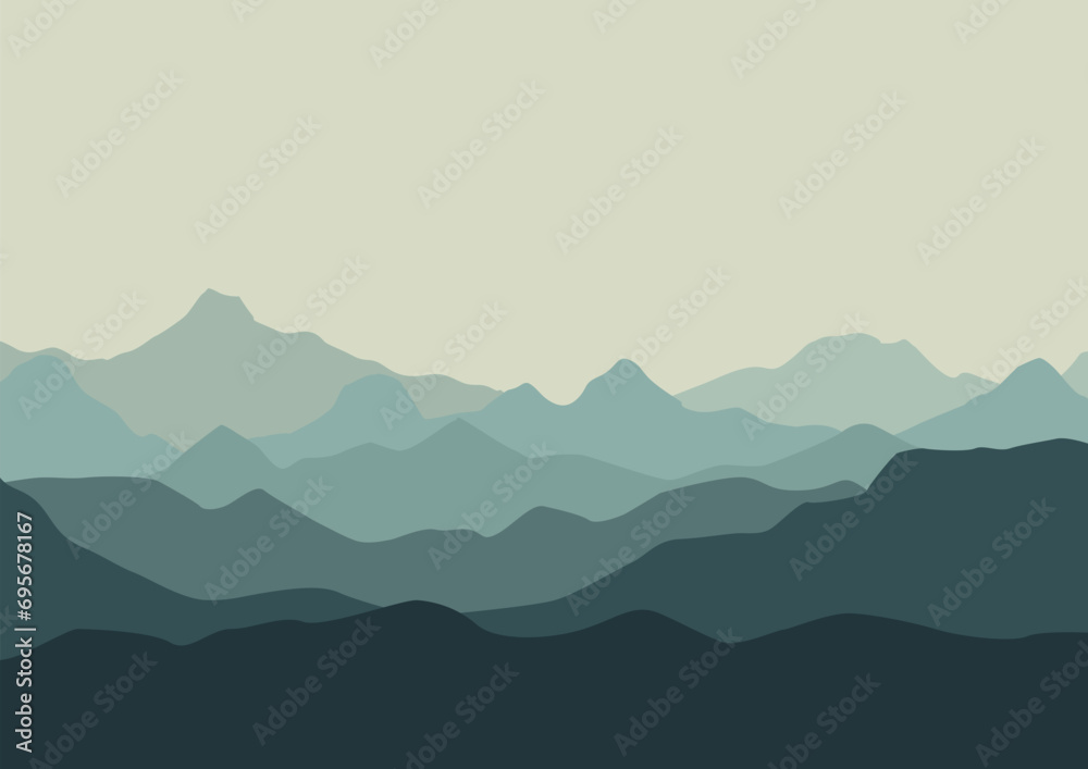 mountains landscape panorama, vector illustration for background design.