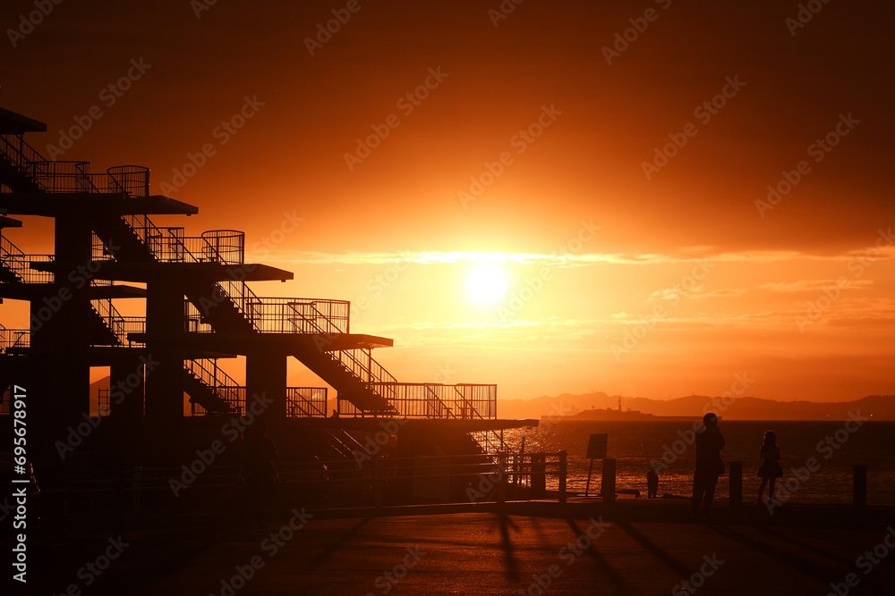 富津岬夕景